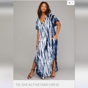 Lane Bryant Livi Active Dress with pockets, size 22/24, blue and white tie dye